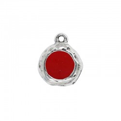 Pendant round color, made of zamak and silver