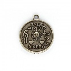 Pendant lucky coin zamak and silver