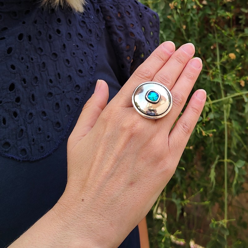 Anillo Plata Mandala Tallado – Style Boho & Gypsy – Taille 9 (19mm) – Sans Emballage