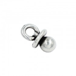 Charm chupete redondo de zamak y plata