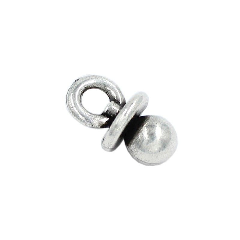 Charm chupete redondo de zamak y plata