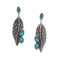Pendientes hoja con cristal